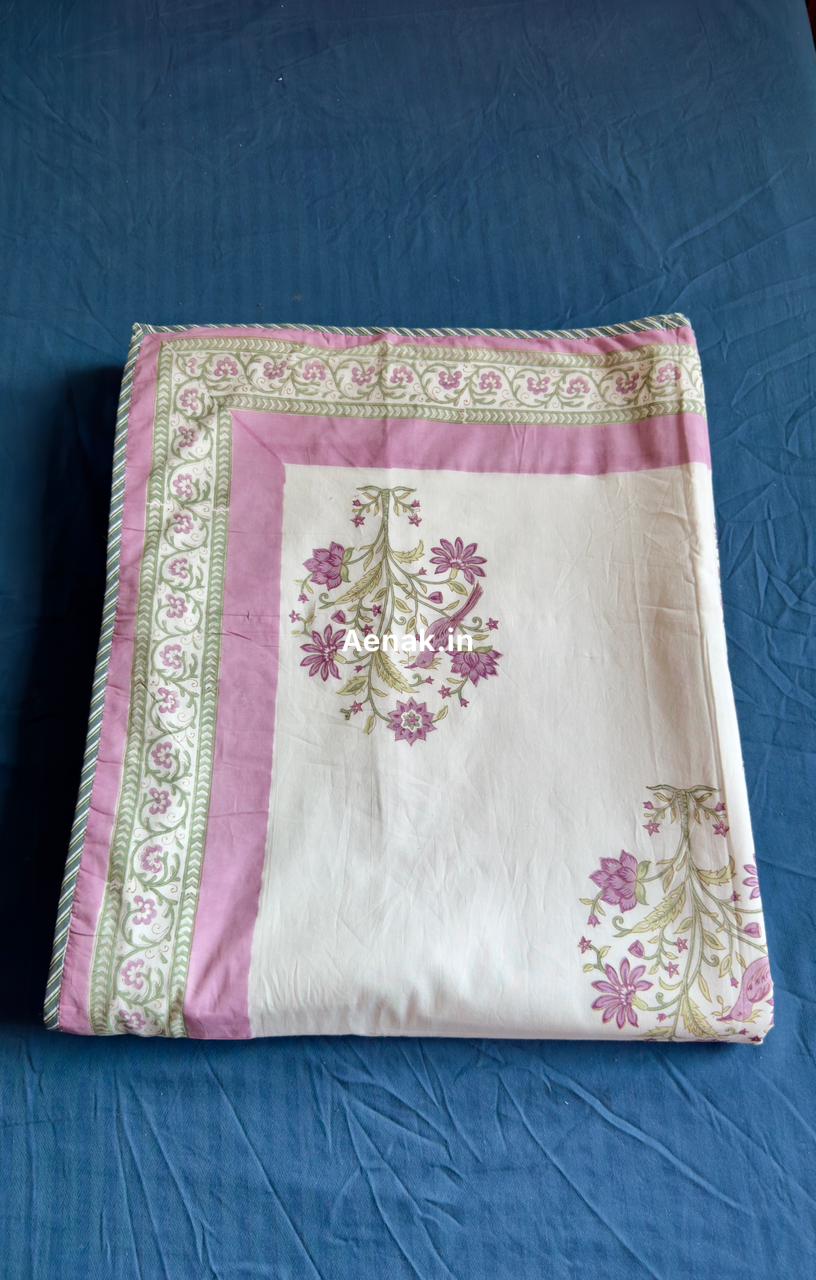 Purple Sparrow Handblock Printed Mulmul Cotton Reversible Dohar