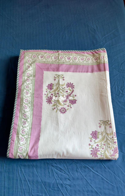 Purple Sparrow Handblock Printed Mulmul Cotton Reversible Dohar