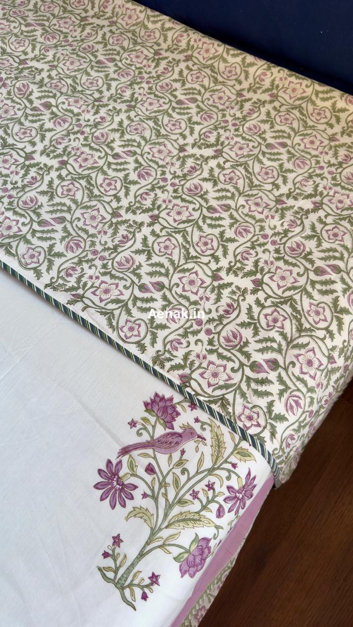 Purple Sparrow Handblock Printed Mulmul Cotton Reversible Dohar
