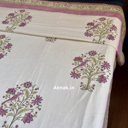 Purple Sparrow Handblock Printed Mulmul Cotton Reversible Dohar