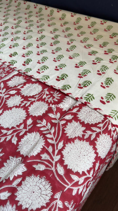 Gul-Mohar Handblock Mulmul Cotton Reversible Dohar