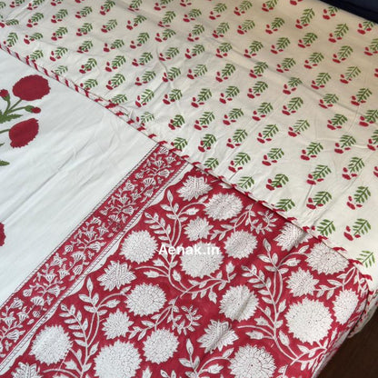 Gul-Mohar Handblock Mulmul Cotton Reversible Dohar