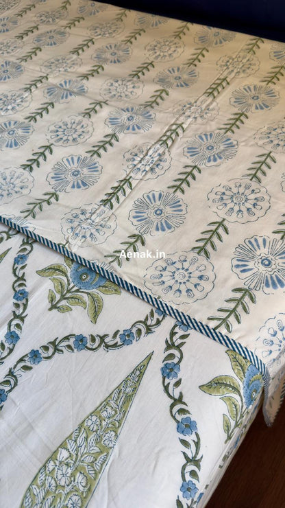 Blue Jaipuri Jaal Handblock Mulmul Cotton Reversible Dohar