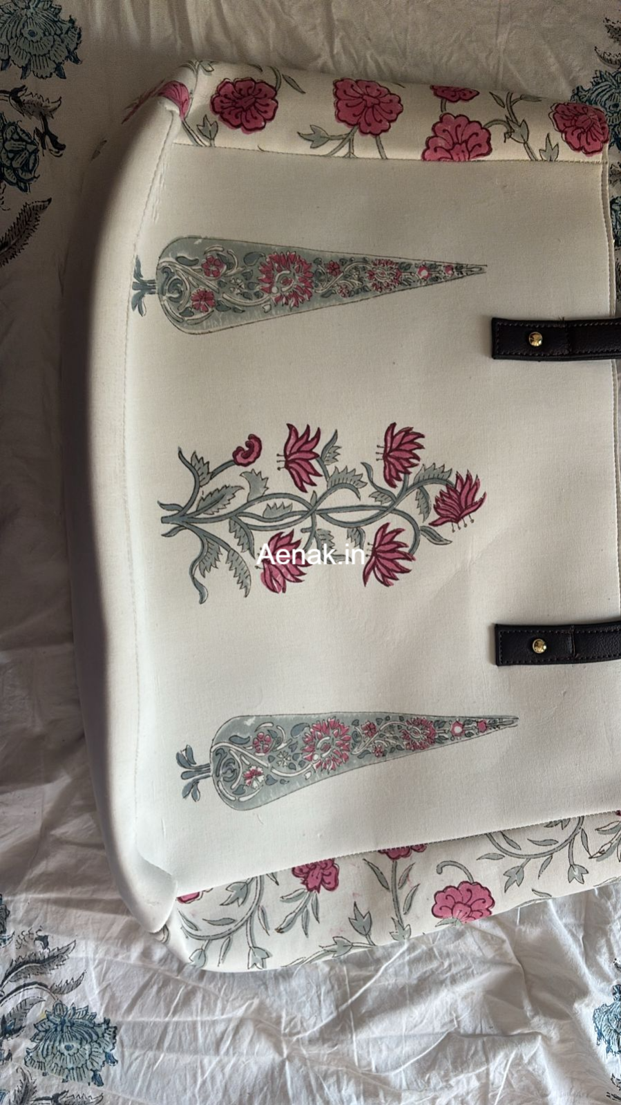 Pink Floral Boota Handblock Artisanal Handbag