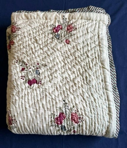 Kashmiri Boota Handblock Reversible Mulmul Cotton Quilt