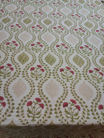 Red Poppy Handblock Mulmul Cotton Reversible Dohar