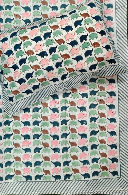 Little Haathi Handblock Premium Cotton Kids Bedsheet Set
