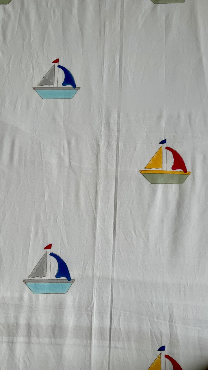 The Little Skipper Handblock Premium Cotton Bedsheet Set