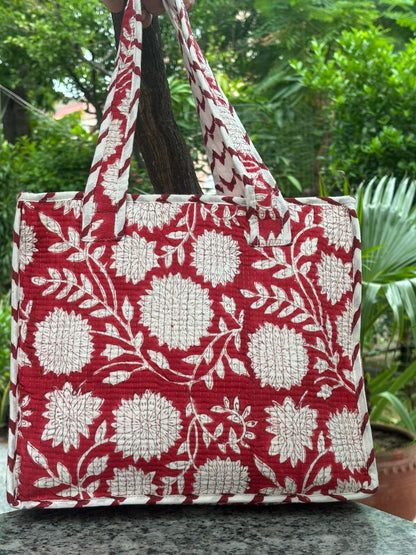 Red Floral Garden Kids Essential Bag