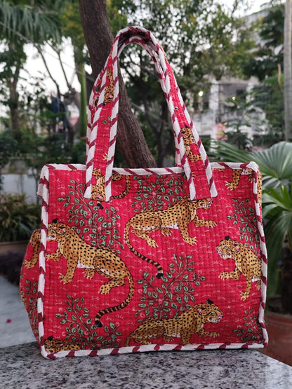 Yellow Tiger Kids Essential Bag (Pink Base)