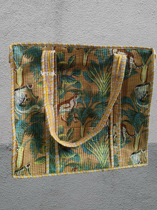 Orange Fox Quilted Cotton Travel Bag