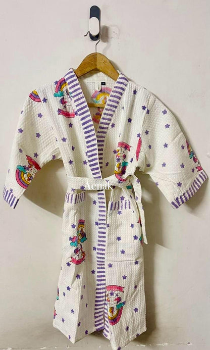 Unicorn Handblock Cotton Bathrobe