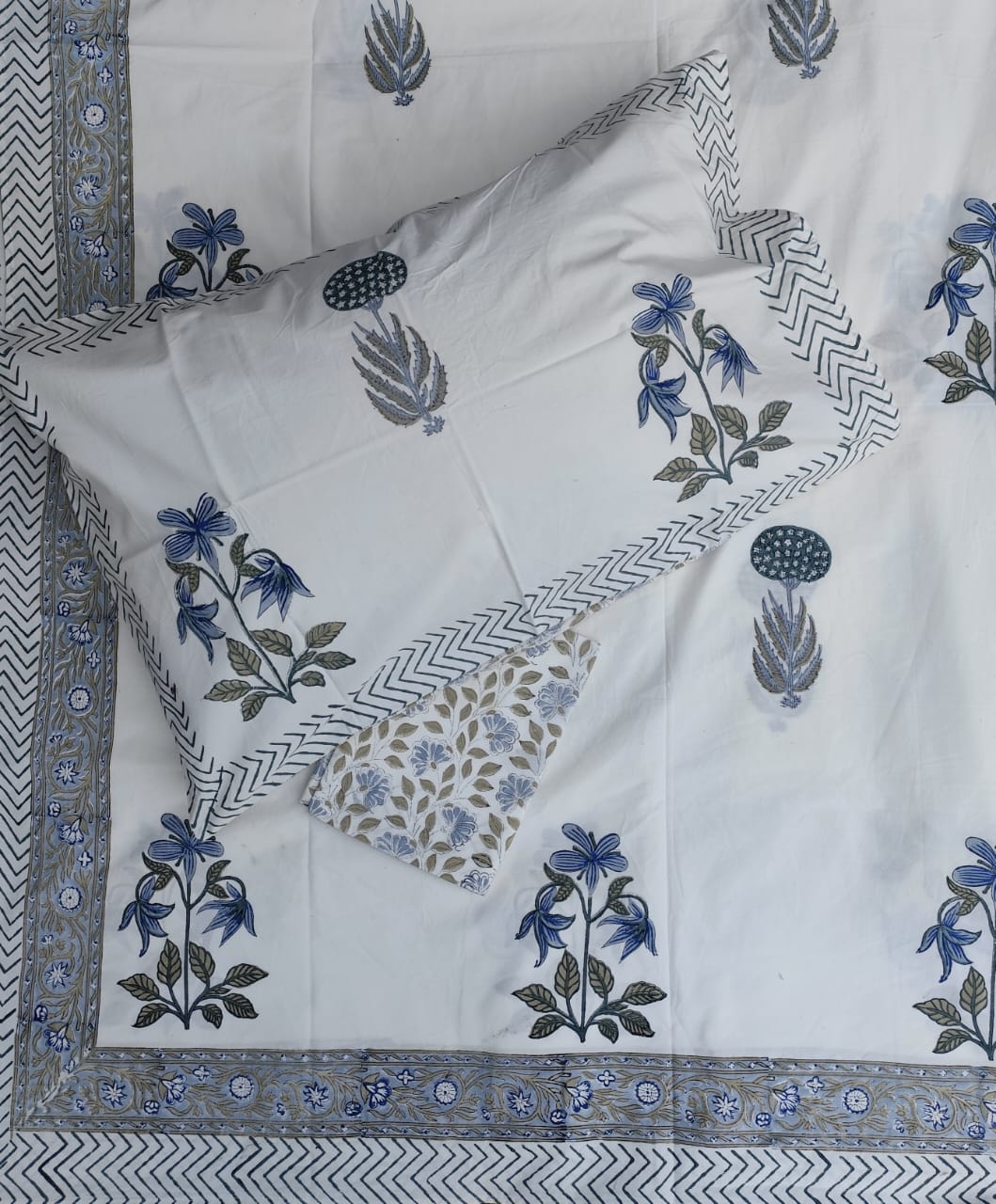 Neel Pushp Handblock Printed Premium Cotton Bedsheet new
