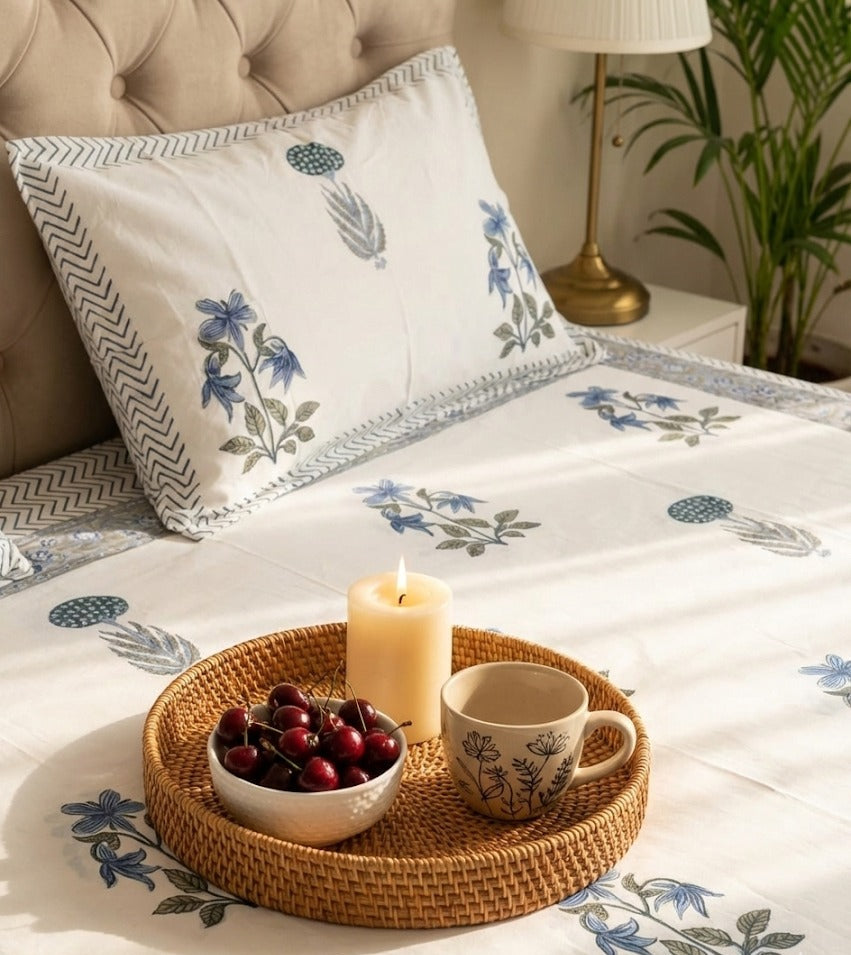 Neel Pushp Handblock Printed Premium Cotton Bedsheet new