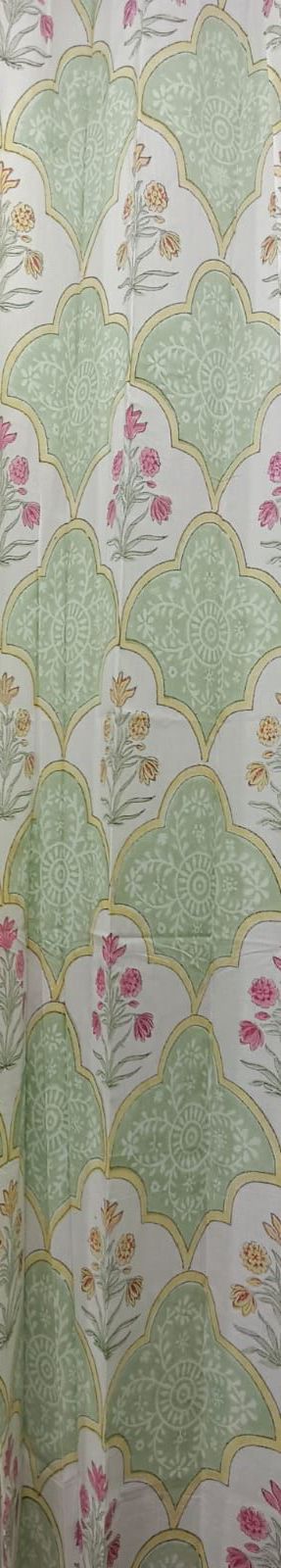 Green Bhoota Handblock Curtains