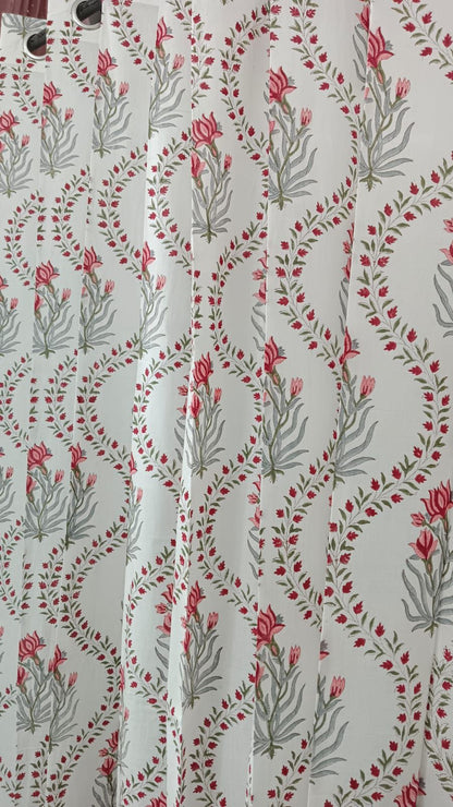 Red Lotus Handblock Curtains