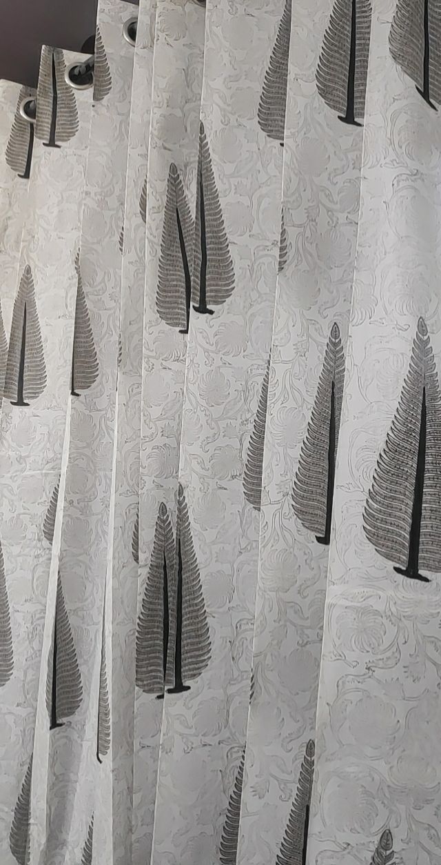 Grey Cypress Handblock Curtains