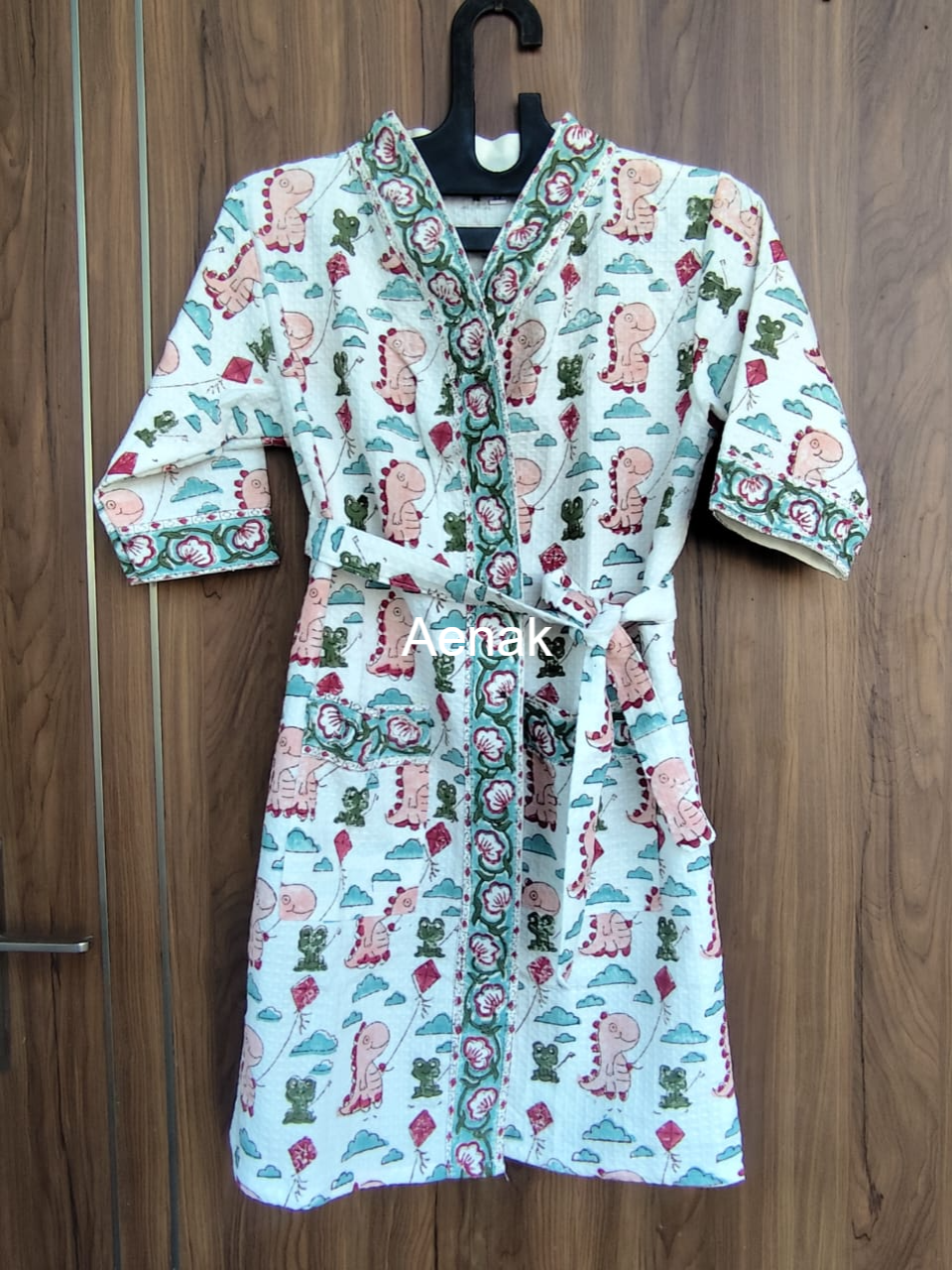 Little Jurassic Handblock Cotton Bathrobe Set
