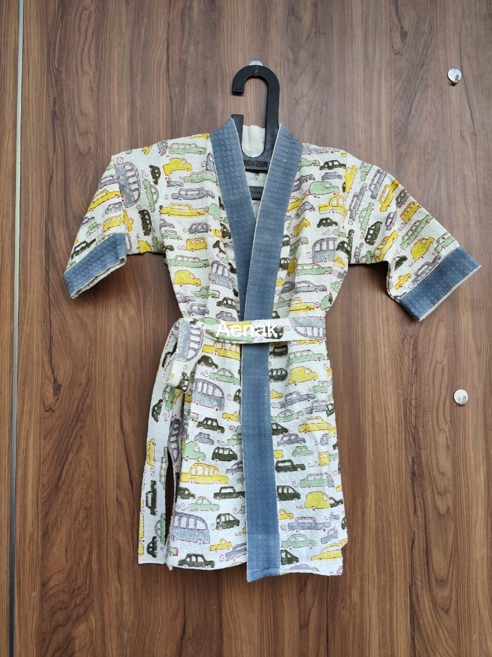 Tiny Cars Handblock Cotton Bathrobe