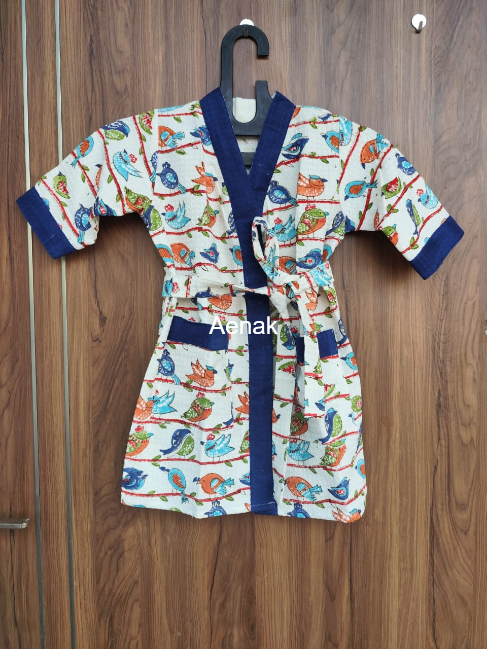 The Pakshi Print Handblock Cotton Bathrobe Set