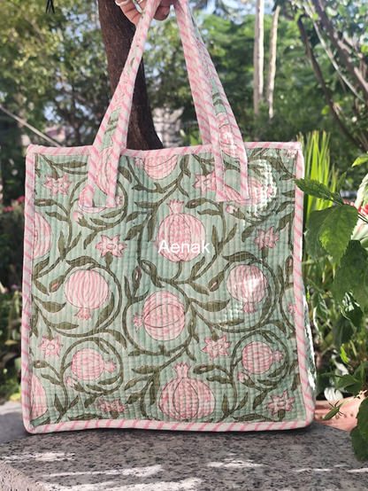 Pink Anaar Handblock Lunch Bag