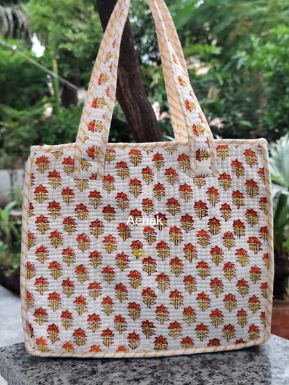 Daily Flora Handblock Lunch Bag