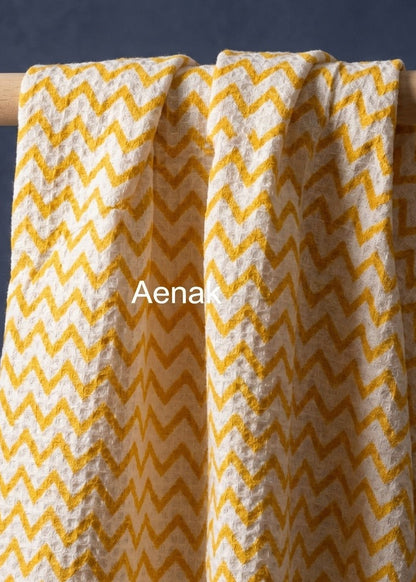 Yellow Chewron Handblock Waffle Cotton Towel