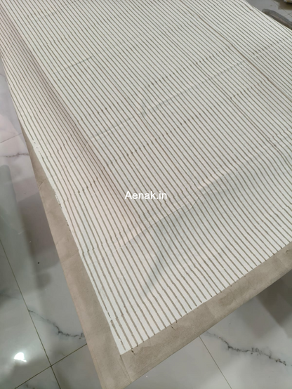 Grey Striped Handblock Table Cover