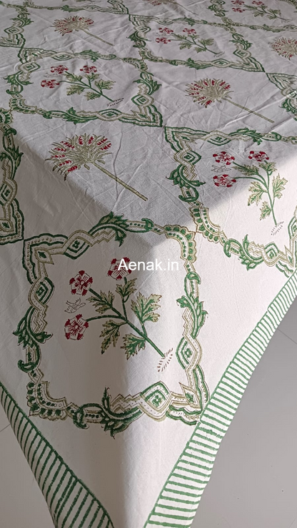 Pink Palm Jaal Handblock Table Cover