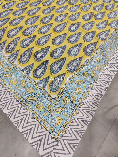 Yellow Cypress Handblock Table Cover