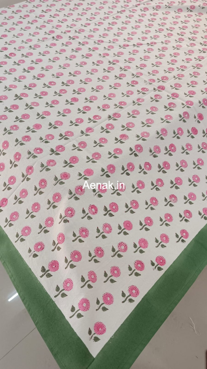 Pink Madhumati Handblock Table Cover