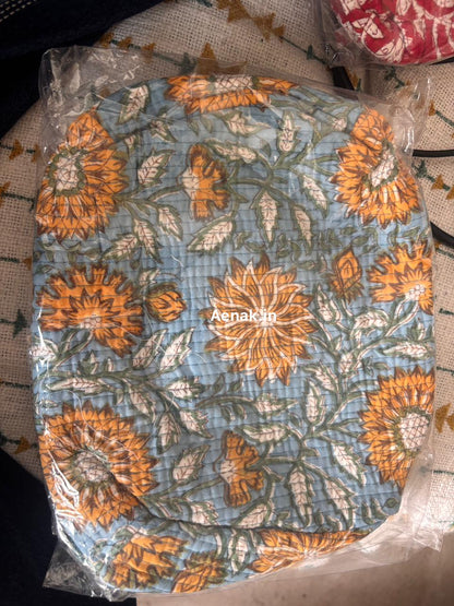 Orange Sunflower Quilted Vanity Pouches-Set of 3