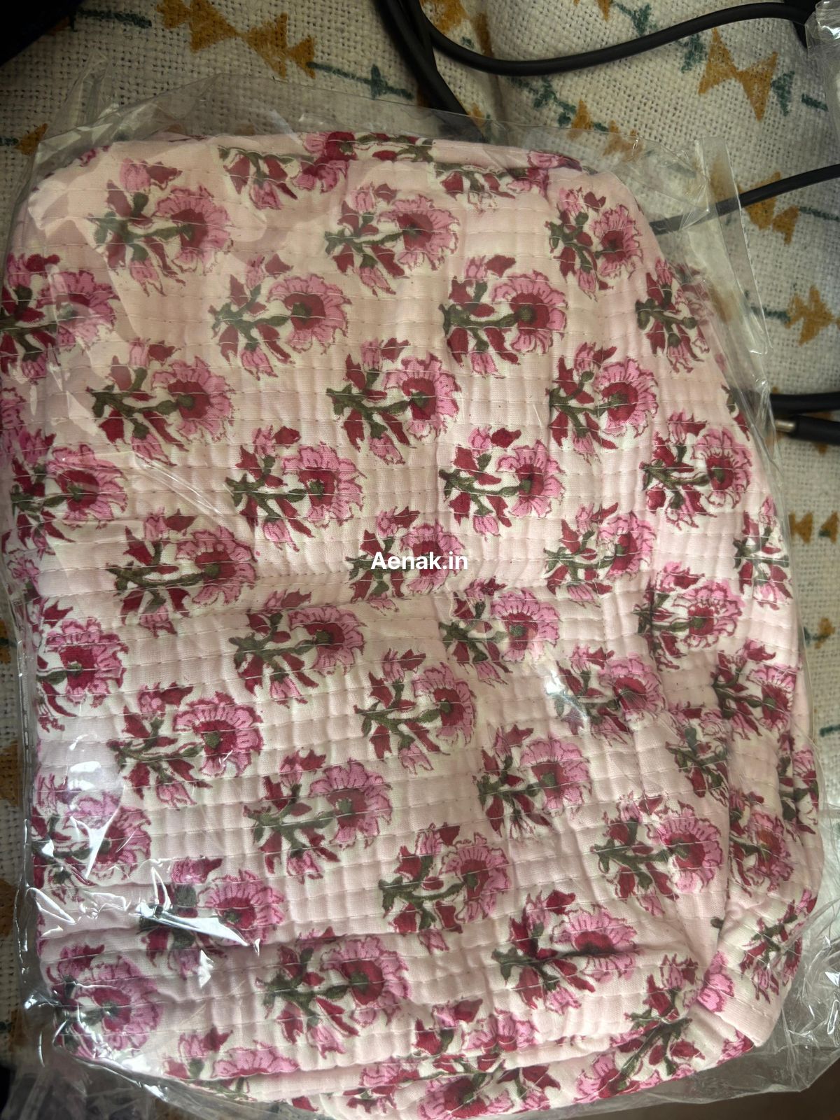 Pink Tiny Floral Quilted Vanity Pouches-Set of 3