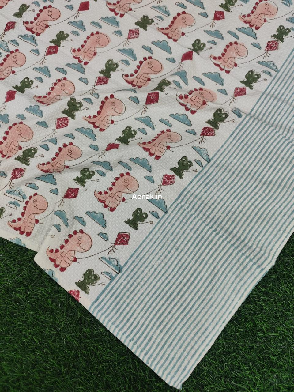Little Jurassic Handblock Waffle Cotton Bathing Towel