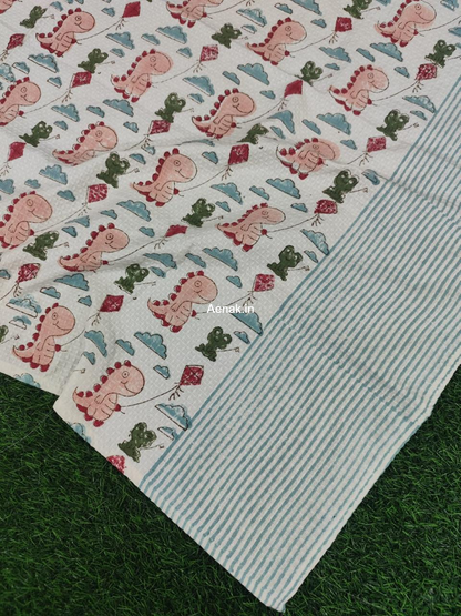 Little Jurassic Handblock Waffle Cotton Bathing Towel