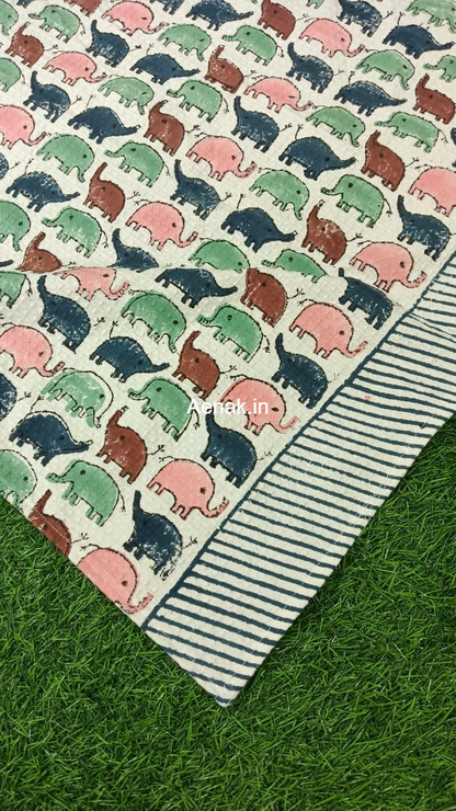Little Haathi Handblock Waffle Cotton Bathing Towel