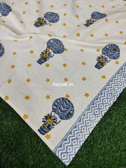 Skyward Dreams Handblock Waffle Cotton Bathing Towel