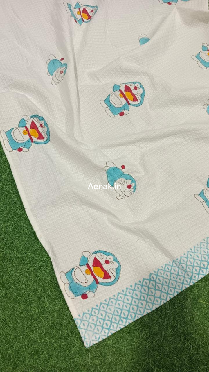 Doraemon Handblock Waffle Cotton Bathing Towel
