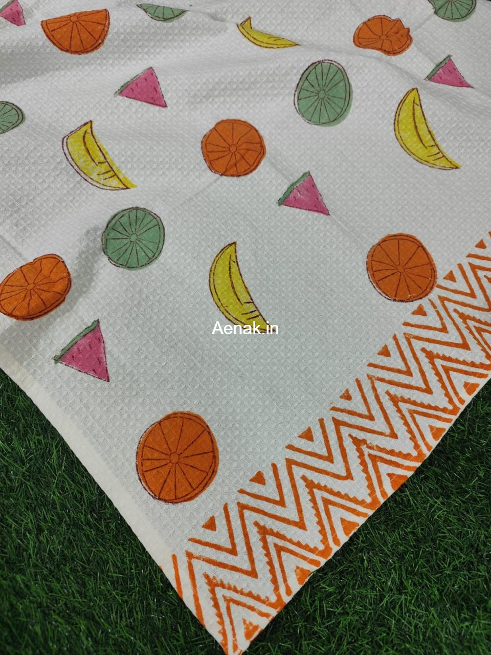 Fresh Fruit Handblock Waffle Cotton Bathing Towel