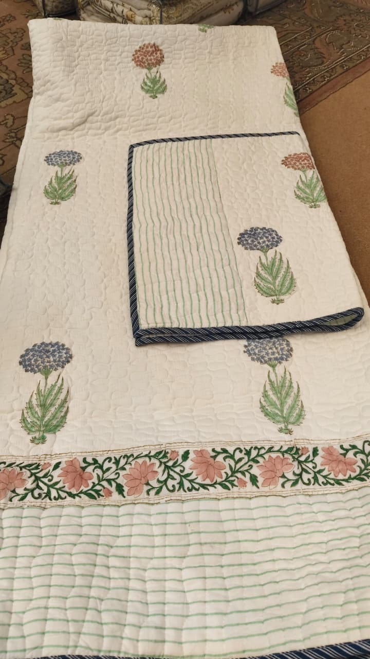 The Artisan’s Handblock Printed Reversible Quilted Bedcover