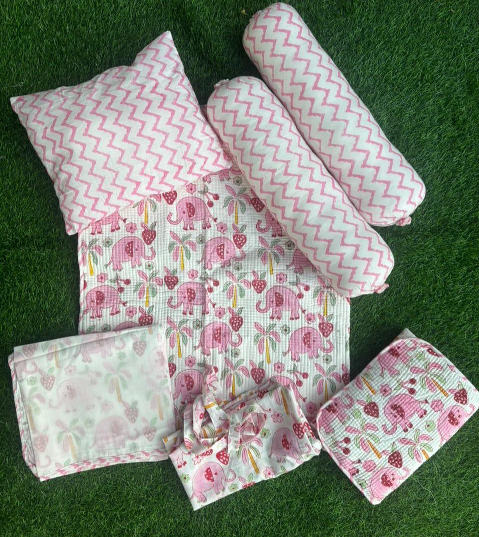 Pink Elephant Newborn Baby Kit Set