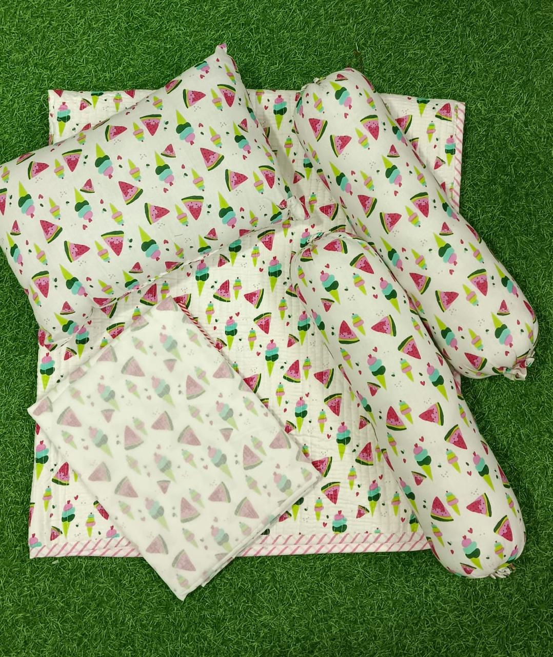 Pink Watermelon Handblock Newborn Baby Kit Set