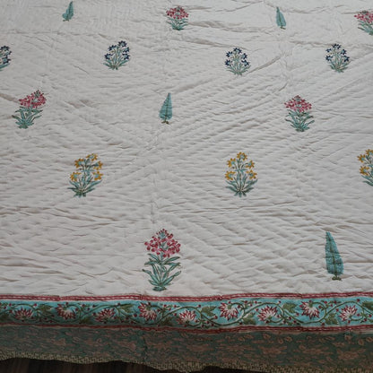 Madhumati Handblock Reversible Mulmul Cotton Quilt