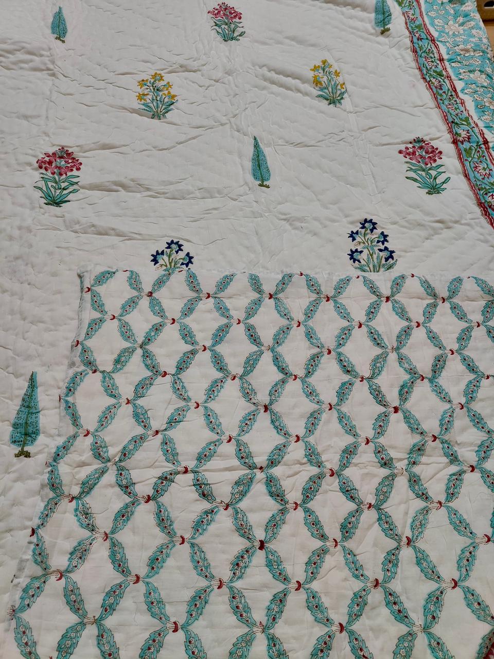 Madhumati Handblock Reversible Mulmul Cotton Quilt