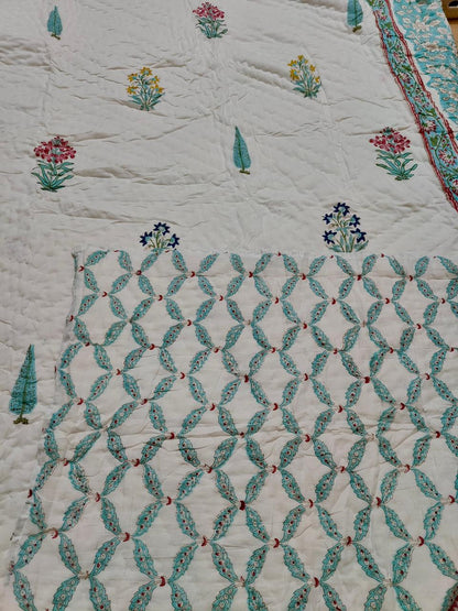 Madhumati Handblock Reversible Mulmul Cotton Quilt