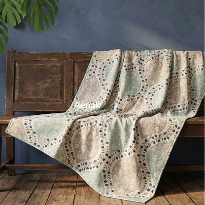 Blue Jaal Handblock Mulmul Cotton Reversible Dohar