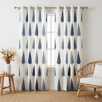 Blue Cypress Handblock Curtains