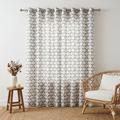 Grey Jaal Handblock Curtains