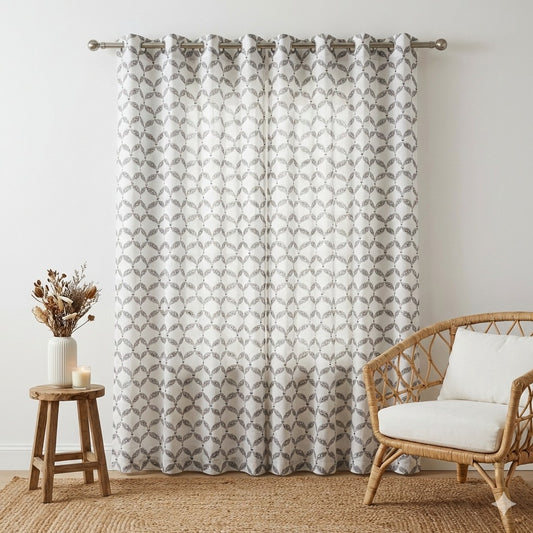 Grey Jaal Handblock Curtains