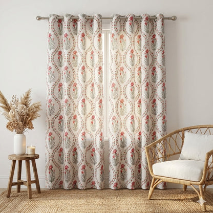 Red Lotus Handblock Curtains